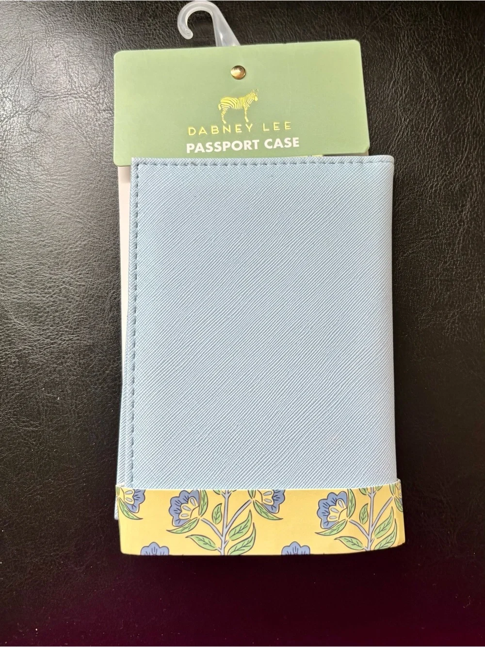 Dabney Lee  Light Blue Passport Case with Yellow Floral Trim